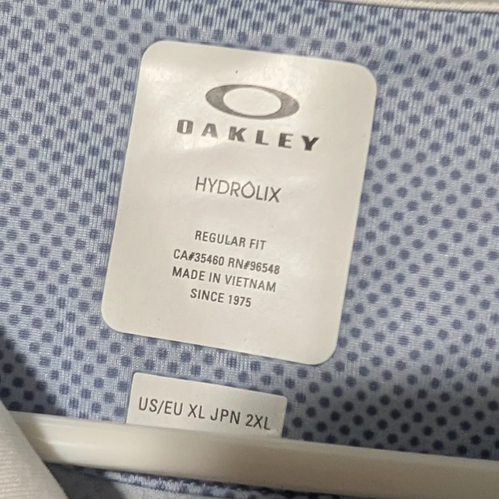 Oakley Men's Blue and White Hydrolix Golf Polo Shirt Size Extra Large - Picture 4 of 4